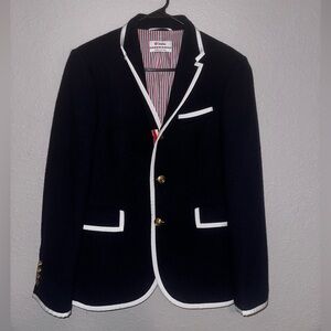 Thom Browne for Neiman Marcus/Target navy wool piped edge blazer, size Small